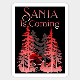 Santa Is Coming Traditional Red Magnet